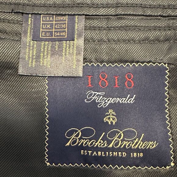 Brooks Brothers 1818 Fitzgerald Estarto Men 40S 36x28 Suit Wool Pinstripe Gray - Picture 8 of 16